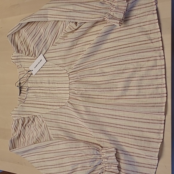 NWT Elizabeth and James Boho Striped Brown and Off-white Peasent Blouse - Picture 1 of 17